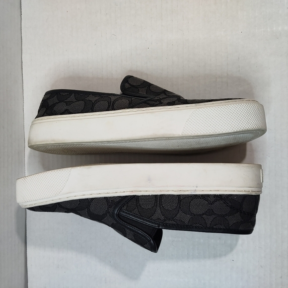 COACH Slip On Skate Sneaker Black Signature Jacquard Sz 8 8B - Picture 4 of 12
